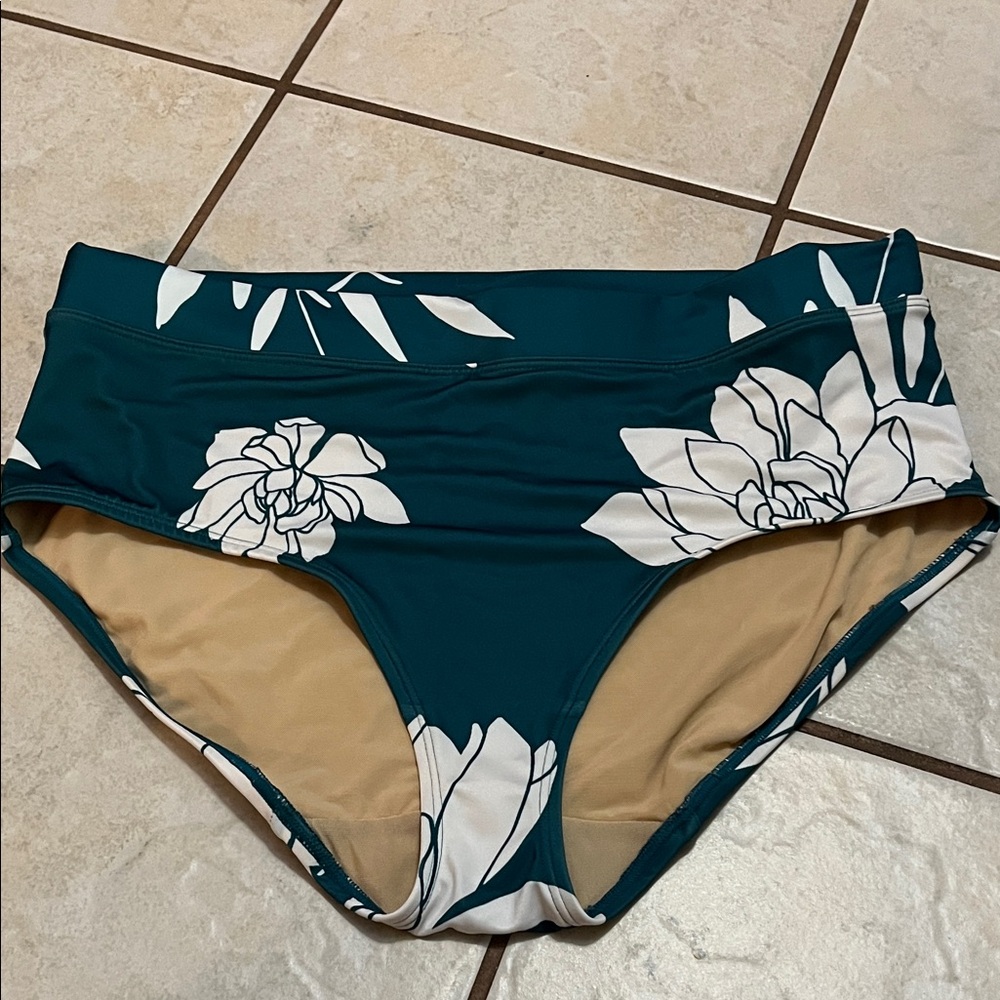 Cacique Floral High-Waisted Swim Bottom